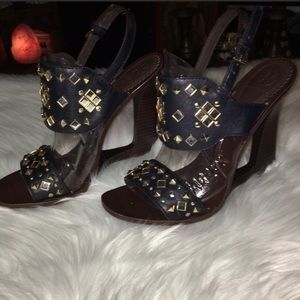 Tory Burch Leather Open Wedge Sandals 🦋